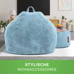 Pouf XXL + Tabouret - velours côtelé Bleu clair