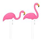 12 x Flamingo Figur Pink - Metall - Kunststoff - 32 x 70 x 8 cm