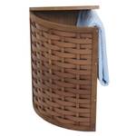 Corbeille à linge d'angle H87 Marron - En partie en bois massif - 53 x 66 x 38 cm