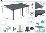 Carport KLEO Wandmontage Grau - Breite: 550 cm