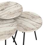 Set de 3 tables d'appoint Ølgod rondes Imitation marbre blanc