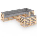 Garten-Lounge-Set (9-teilig) 3009804-2 Grau - Holz