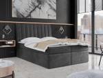 Boxspringbett mit Topper AMILA Steingrau - Breite: 200 cm - H4