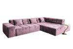 Ecksofa NEVADA Velvet motor. Sitzvorzug Pink - Armlehne davorstehend links - Ecke davorstehend rechts