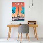 Tableau ville Paris France Orange - Métal - 80 x 120 x 1 cm