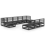 Garten-Lounge-Set (10-teilig) 3009740 Schwarz - Massivholz - Holzart/Dekor - 70 x 30 x 70 cm