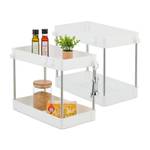 Lot de 2 rangements sous évier Argenté - Blanc - Métal - Matière plastique - 40 x 32 x 22 cm