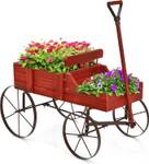 Blumenständer Holzwagen Pflanzwagen Rot