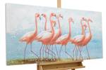 handgemalt Flamingoclique Acrylbild