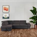 Ecksofa RATLO links Blau - Braun - Textil - Holz teilmassiv - 270 x 110 x 190 cm