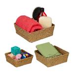 Aufbewahrungskorb Seegras im 3er Set Braun - Metall - Rattan - 23 x 9 x 23 cm