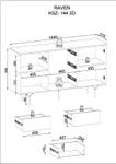 Buffet RAVEN SB144 2D3D Noir - Bois manufacturé - Matière plastique - 144 x 83 x 38 cm