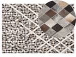 Tapis patchwork AKDERE Beige - Marron - Gris - Blanc - Cuir véritable - 200 x 140 x 140 cm