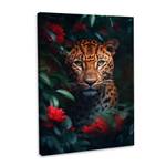 Leinwandbild Leopard Flowers 100 x 150 cm