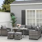 Garten-Sitzgruppe (7-tlg.) 860-191 Grau - Polyrattan - 65 x 71 x 136 cm