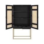 Rangement Shellona Noir - Bois massif - 85 x 160 x 40 cm