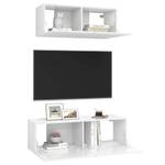 TV-Schrank 2er Set D972 Weiß - Holzwerkstoff - 30 x 30 x 100 cm