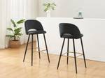 Tabouret de bar FINCHY Lot de 2 Noir - Textile - 50 x 100 x 48 cm