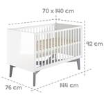 Lit bébé évolutif Retro 2 Blanc - Bois manufacturé - 76 x 92 x 144 cm