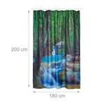 Duschvorhang Wasserfall 200x180 cm Blau - Braun - Grün - Kunststoff - Textil - 180 x 200 x 1 cm