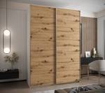 Armoire Lux 1 Imitation chêne - Argenté - Blanc - Largeur : 180 cm