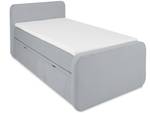 Boxbett Milano mit Stauraum Hellgrau - Breite: 90 cm