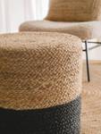 Handgefertigter Jute-Pouf Jutta Beige - Schwarz