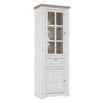 Vitrine 2 portes 1 tiroir éclairage LED Beige - Bois manufacturé - 76 x 210 x 45 cm