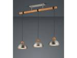 LED Pendelleuchte Industrial 3 flammig Braun - Grau - Metall - Massivholz - 108 x 150 x 26 cm