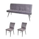 Esszimmer-Set K16 (3-teilig) Grau - Metall - Textil - 160 x 90 x 64 cm