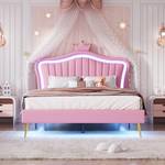 Polster-Kinderbett Aether Ⅳ Pink - Holzwerkstoff - Metall - Massivholz - Kunstleder - 152 x 122 x 203 cm