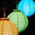 20 x LED Lampions bunt Grün - Orange - Gelb - Papier - Kunststoff - 20 x 25 x 20 cm