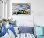 Acrylbild handgemalt Tunnelblick Blau - Massivholz - Textil - 90 x 60 x 4 cm