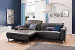 Ecksofa YORK Leder asphalt Relaxfunktion Ecke davorstehend links - Silber