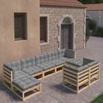 Garten-Lounge-Set (9-teilig) 3009743-2 Grau - Holz