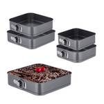 Springform 5er Set quadratisch Grau - Silber - Metall - 28 x 7 x 28 cm