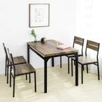 Table + 4 Chaises OGT28-N+FST72-Nx4 Marron - Bois manufacturé - 110 x 76 x 70 cm