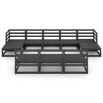 Garten-Lounge-Set (10-teilig) 3009740 Schwarz - Massivholz - Holzart/Dekor - 70 x 30 x 70 cm