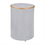 Panier à linge rond en tissu et bambou Marron - Gris - Bambou - Textile - 45 x 60 x 45 cm