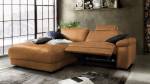 Ecksofa LOLA motorisch. relaxfunktion Braun - Ecke davorstehend links - Massivholz - Textil