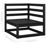 Garten-Lounge-Set (4-teilig) 3009912-1 Schwarz - Massivholz - Holzart/Dekor - 70 x 30 x 70 cm