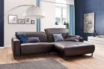 Ecksofa YORK Leder chocolate Ecke davorstehend rechts - Schwarz