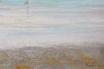 Tableau peint Promenade à la mer Bleu - Marron - Bois massif - Textile - 120 x 80 x 4 cm