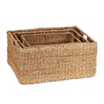 3tlg. Aufbewahrungskorb Set aus Seegras Braun - Metall - Rattan - 48 x 23 x 40 cm