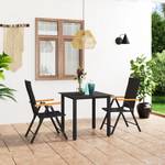 Garten-Essgruppe (3-tlg) 3060070 Schwarz - Metall - Polyrattan - 80 x 74 x 80 cm