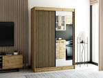 Armoire à portes coulissantes lamelo 2 Noir - Imitation chêne - Largeur : 150 cm