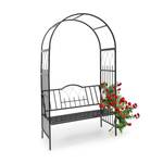 Arche à rosiers banc Décoration jardin Noir - Métal - 115 x 203 x 59 cm