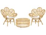 Bistro Set FLORENTINE 3-tlg Beige - Blau - Weiß - Rattan - 95 x 107 x 84 cm