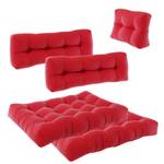 Palettenkissen Set Flocken 29648 Rot - Textil - 120 x 40 x 20 cm