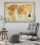 Acrylbild handgemalt Kostbarer Planet Beige - Gold - Massivholz - Textil - Holz teilmassiv - 120 x 80 x 4 cm